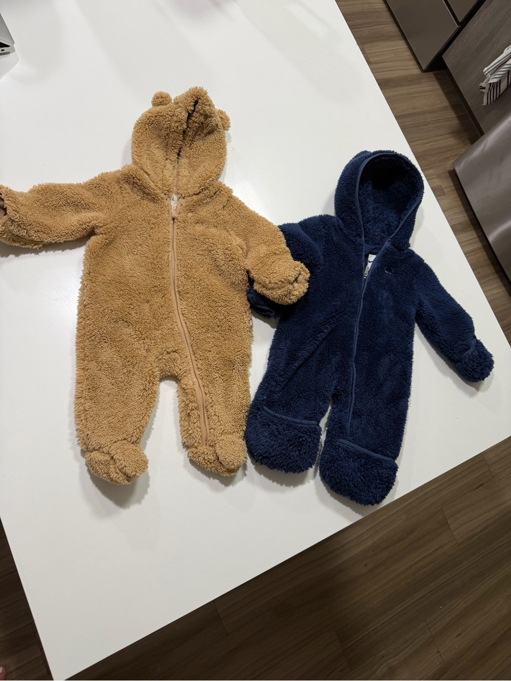 Nike and Gap Infant Hooded One-Piece bear suit- Navy and Tan